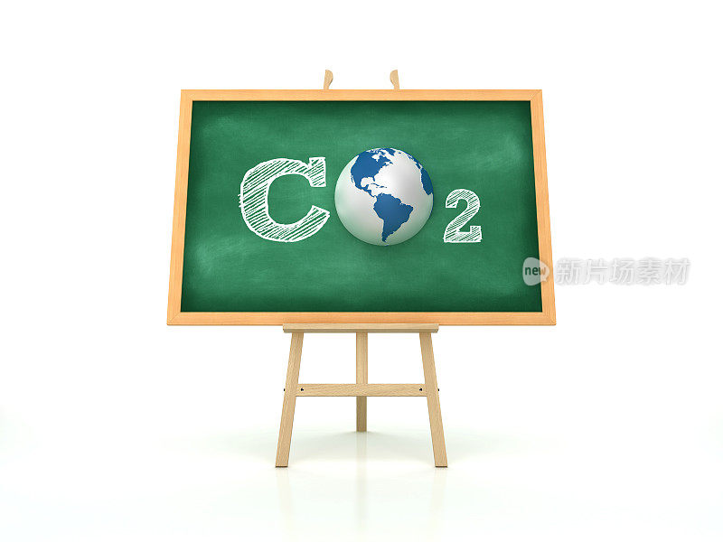 画架与Word CO2和全球世界- 3D渲染